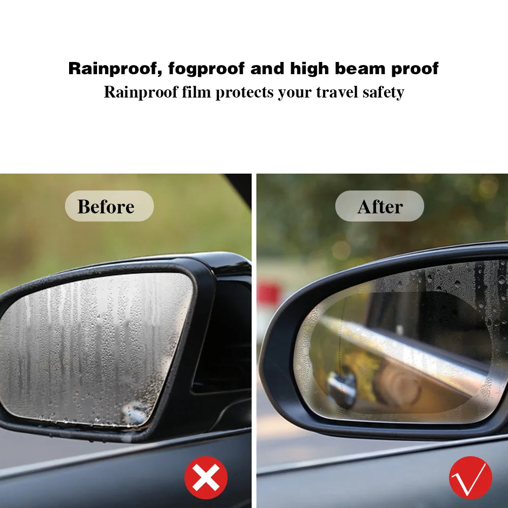 4PCS Car Rainproof Film 2 Auto Rearview Mirror Side Windows Waterproof Anti-fog Premium Automotive Accessory