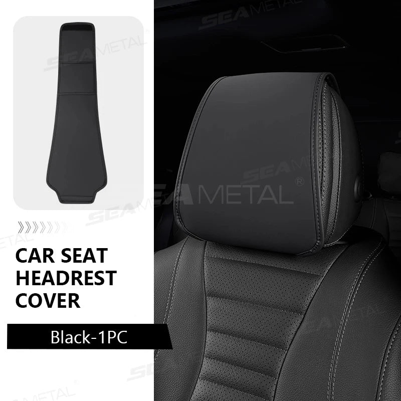 BLALION Premium Car Headrest Cover Universal Leatherette Neck Support Protector