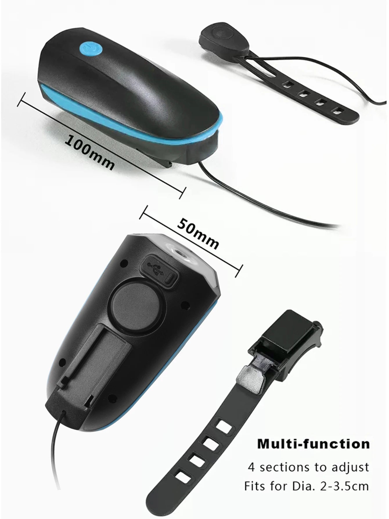 Bicycle LED Head Light with Horn Speaker 3 Modes Bicycle Front Light with remote control Rechargeable MTB Cycling Bike Bell Lamp