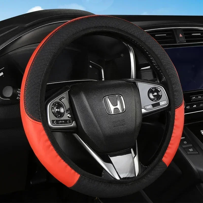 Leather Car Steering-wheel Cover 37CM-38CM Car-styling Interior Accessories
