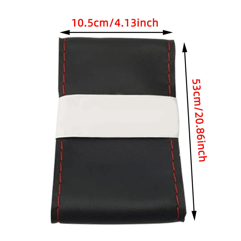 Universal Leather Car Steering Wheel Stitch On Wrap Cover Fit for 38cm 14" DIY