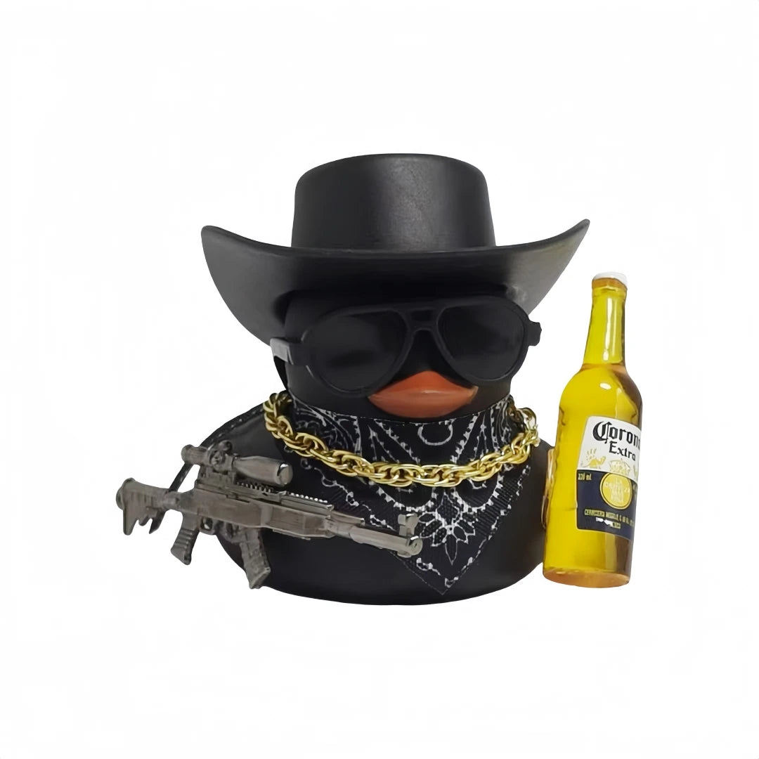 Cool Cowboy Duck Car Dashboard Decor, Funny Ornament with Hat & Accessories, Premium Automotive Accessory