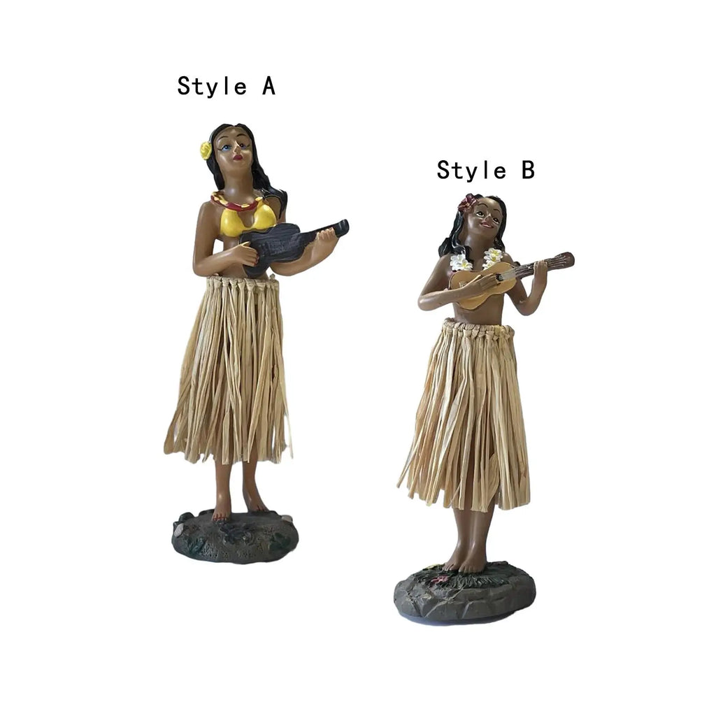Hawaiian Dashboard Doll with Guitar Party 16cm Driver Decorations Souvenir Premium Automotive Accessory