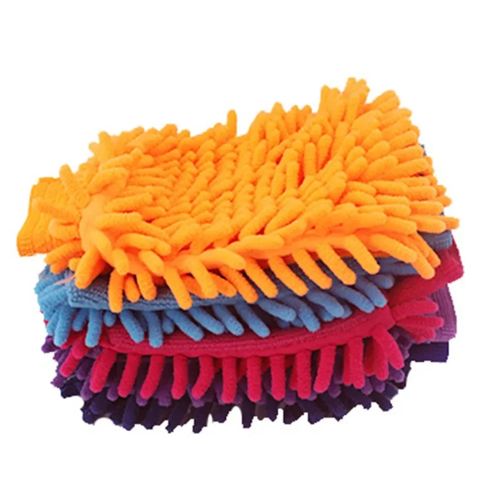 Car Wash Gloves Chenille Coral Fleece Washing Wiper Cleaning Towel Auto Dust Premium Automotive Accessory