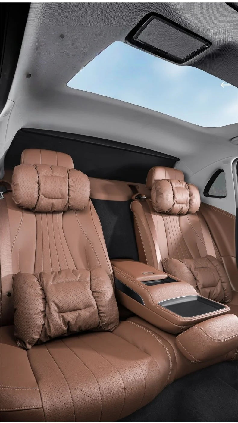 Memory Leather Car Headrest Neck Support Backrest Breathable Punched Design