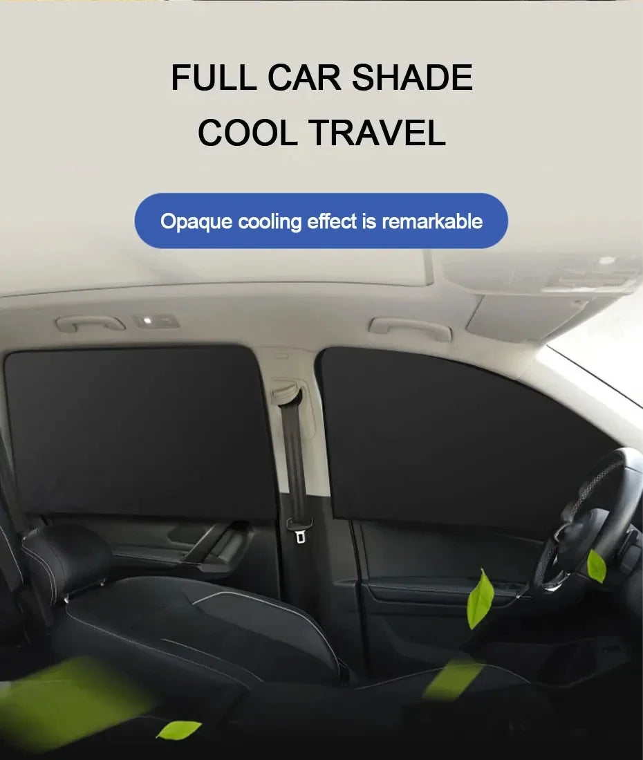 2Pcs Car Side Window Sun Shade Magnet Privacy Curtains UV Reflection Anti Glare