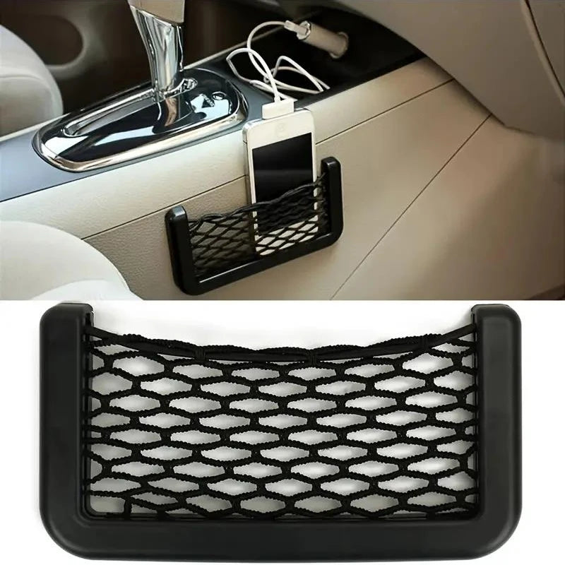 Car Storage Bag Nets Adhesive Auto Seat Organizer Door Side Net Pocket Interior