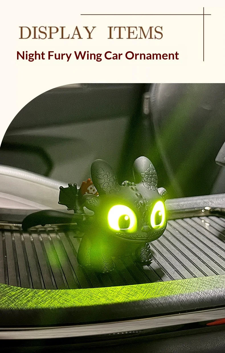 Genuine Cute Glowing Toothless Car Interior Ornament, Night Fury Wings Can Move Premium Automotive Accessory