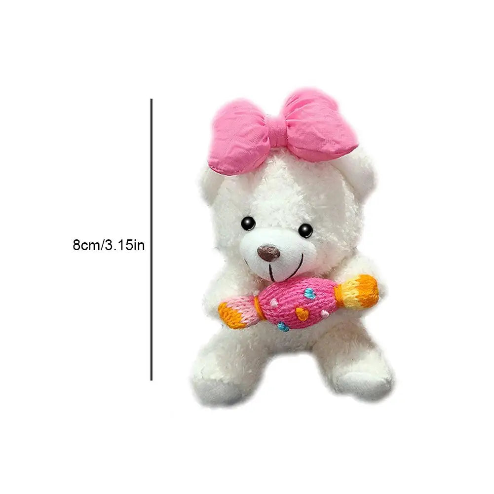 Cute Bear Car Gear Shift Decoration Plush Doll Turn Signal Wiper Rearview Mirror Premium Automotive Accessory