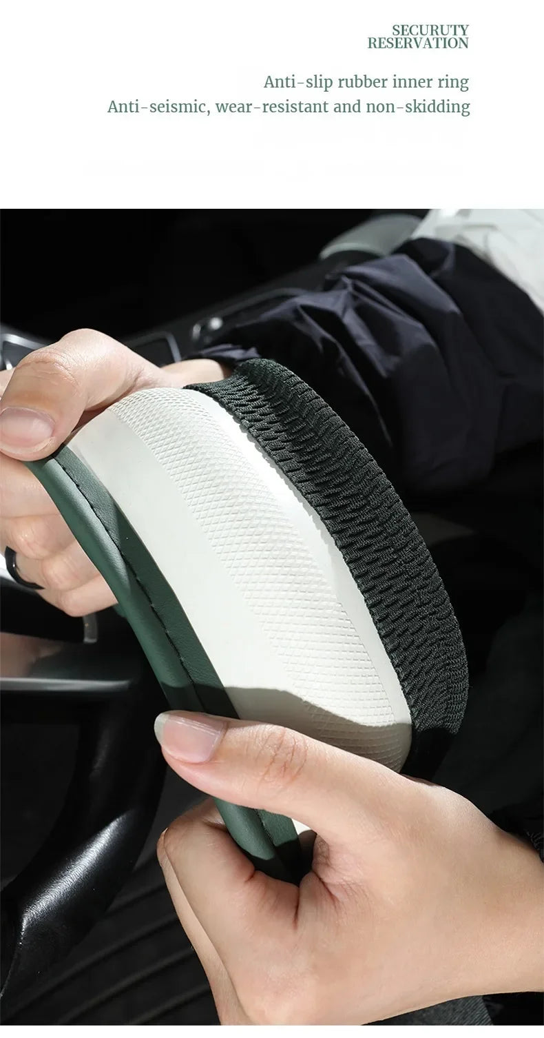 Car Steering Wheel Cover Premium Leather Stitched with Breathable Mesh Fabric
