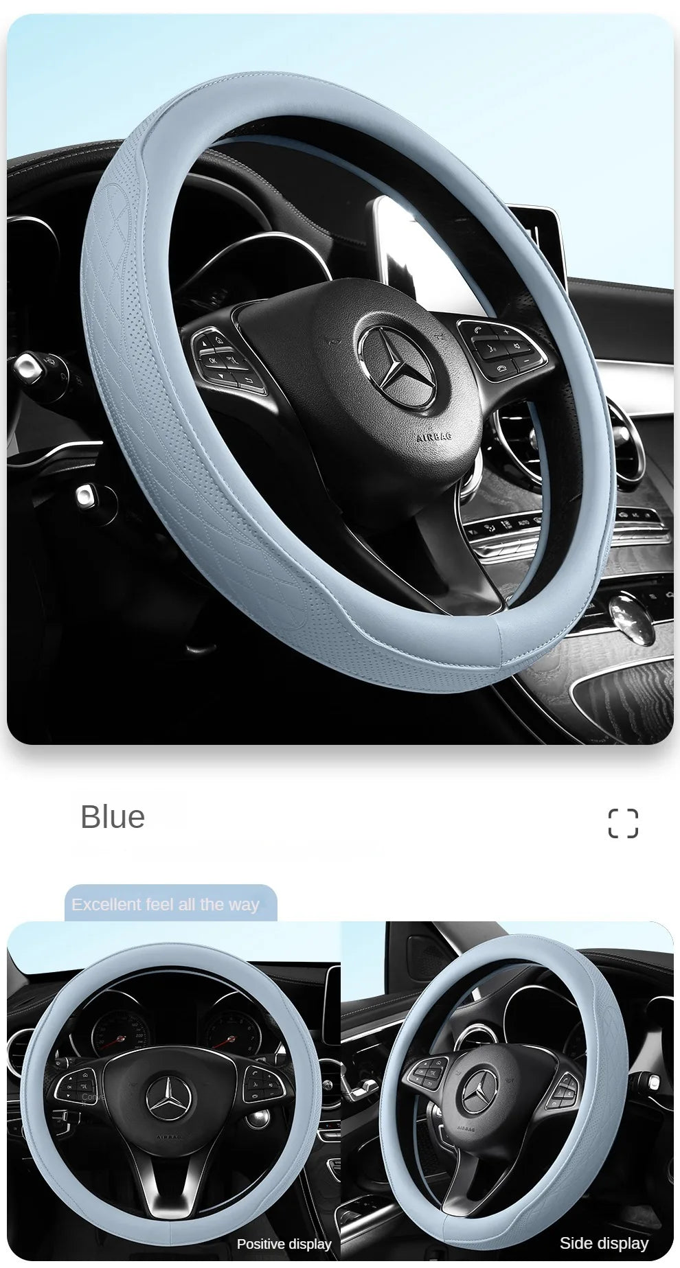 Steering Wheel Cover, Non-slip Napa Leather Perforated Patchwork Car Auto Vehicl