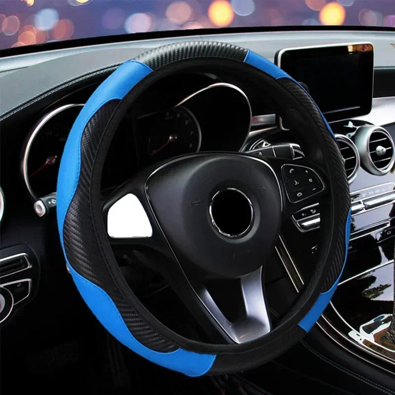 Leather Car Steering-wheel Cover 37CM-38CM Car-styling Interior Accessories