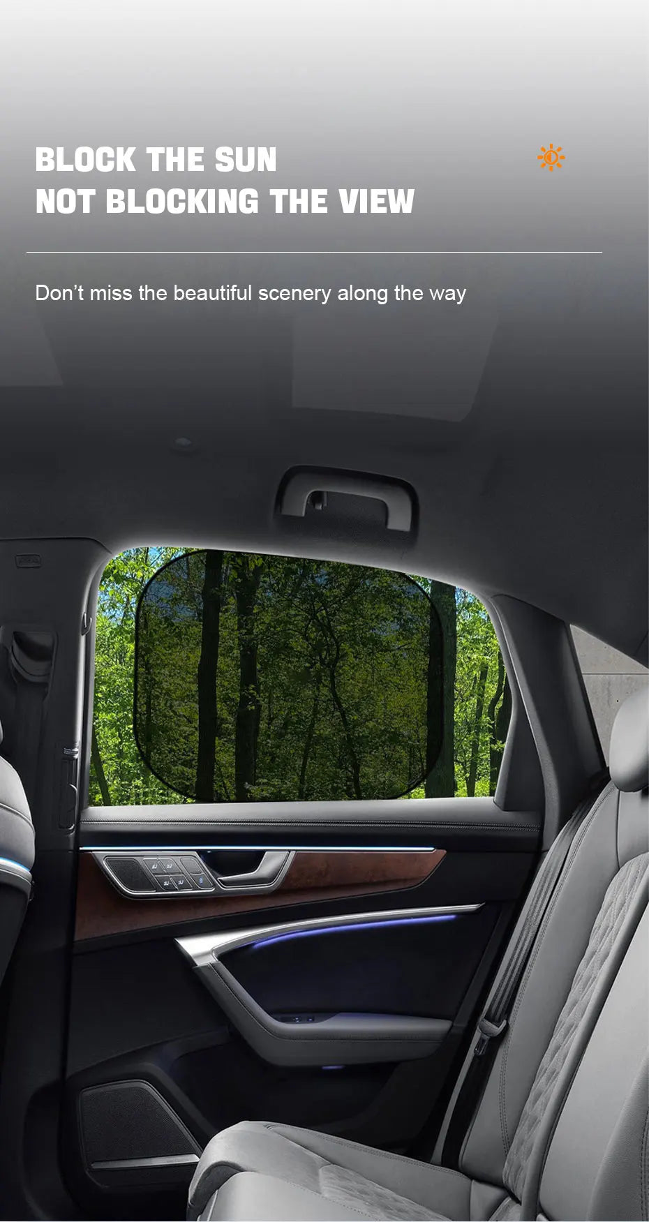 Car Sun Shade Side Window Curtain Front Rear Window Sunshade Summer UV Blocking