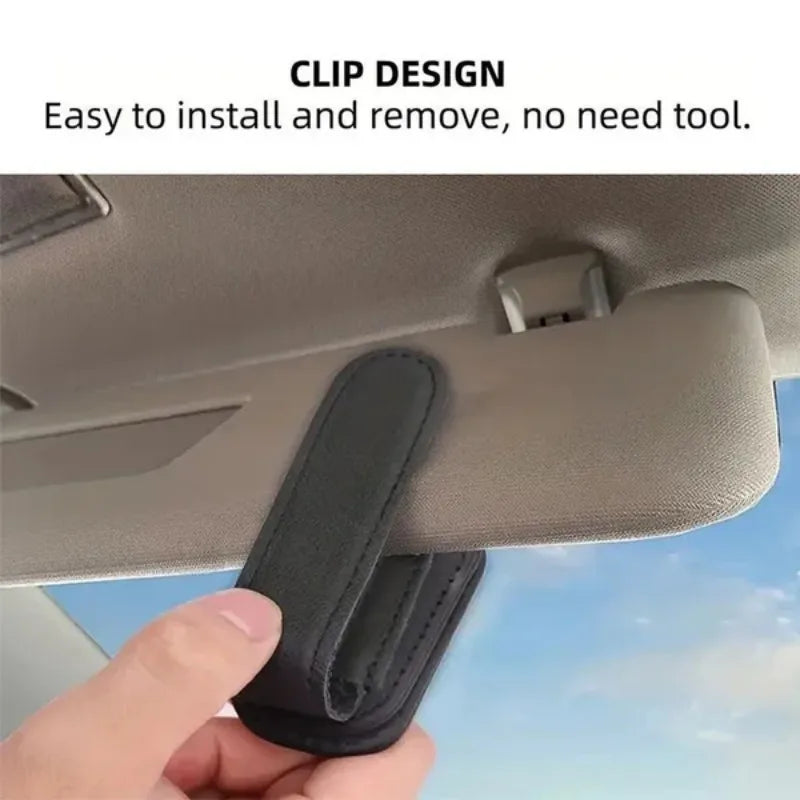 Car Sun Visor Glasses Case Holder Sunglasses Clip Ticket Card Multifunction