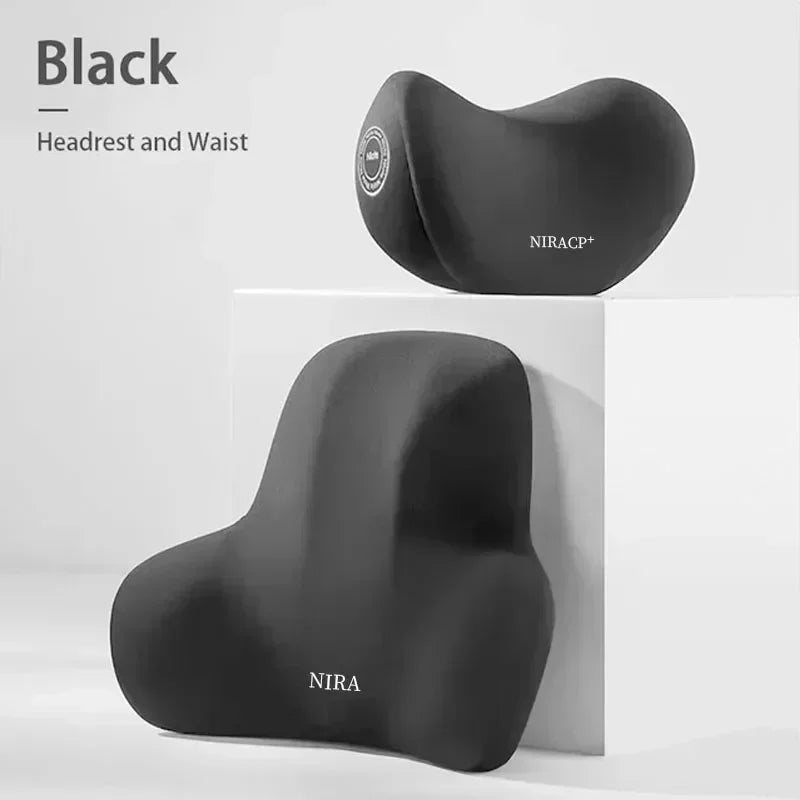 Ergonomic Car Headrest and Lumbar Support Set Memory Foam Neck Cushion Interior