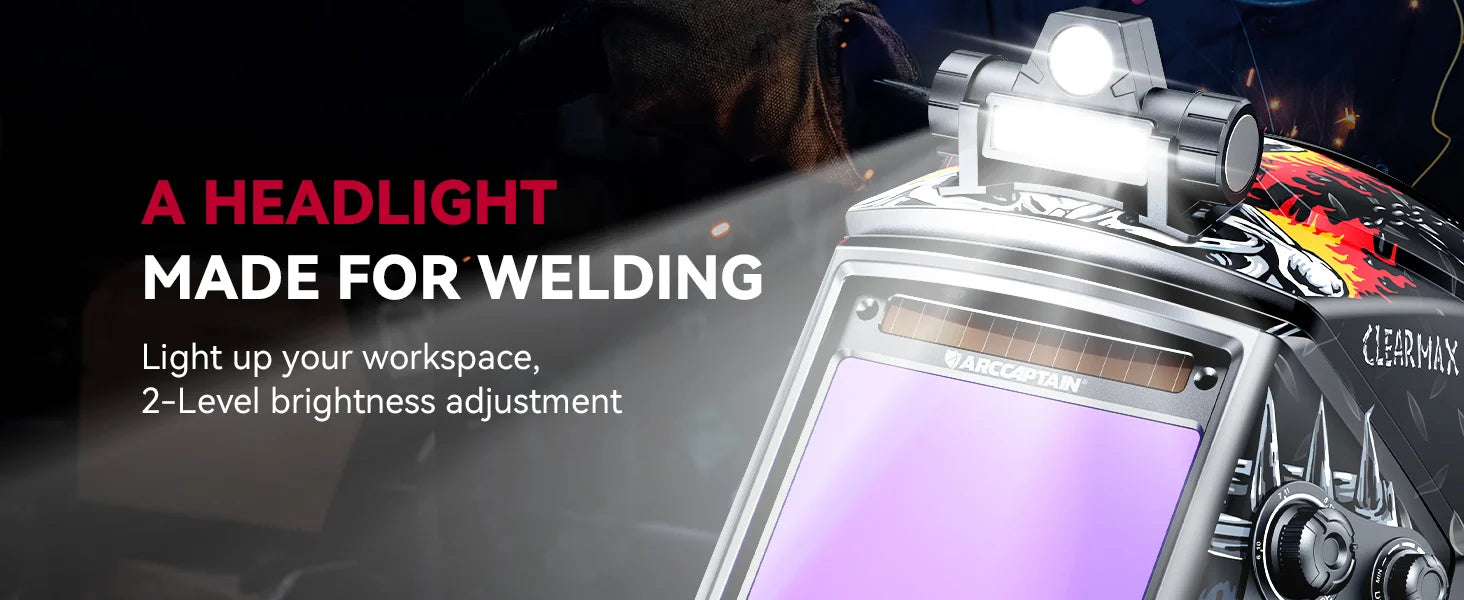 Welding Helmet  - ARCCAPTAIN Auto Darkening Welders Helmet With Light For MIG MAG TIG Cutting 4 Arc Sensor True Color Welder Face Cap