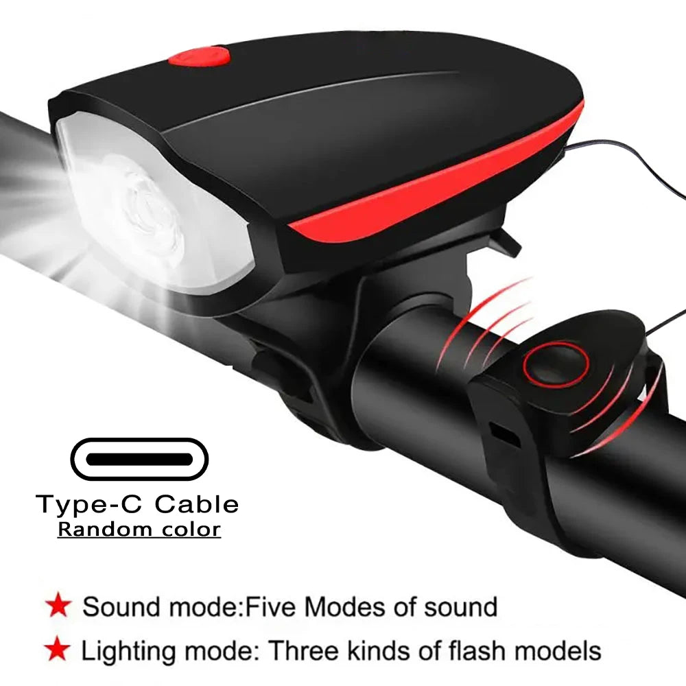 Bicycle LED Head Light with Horn Speaker 3 Modes Bicycle Front Light with remote control Rechargeable MTB Cycling Bike Bell Lamp