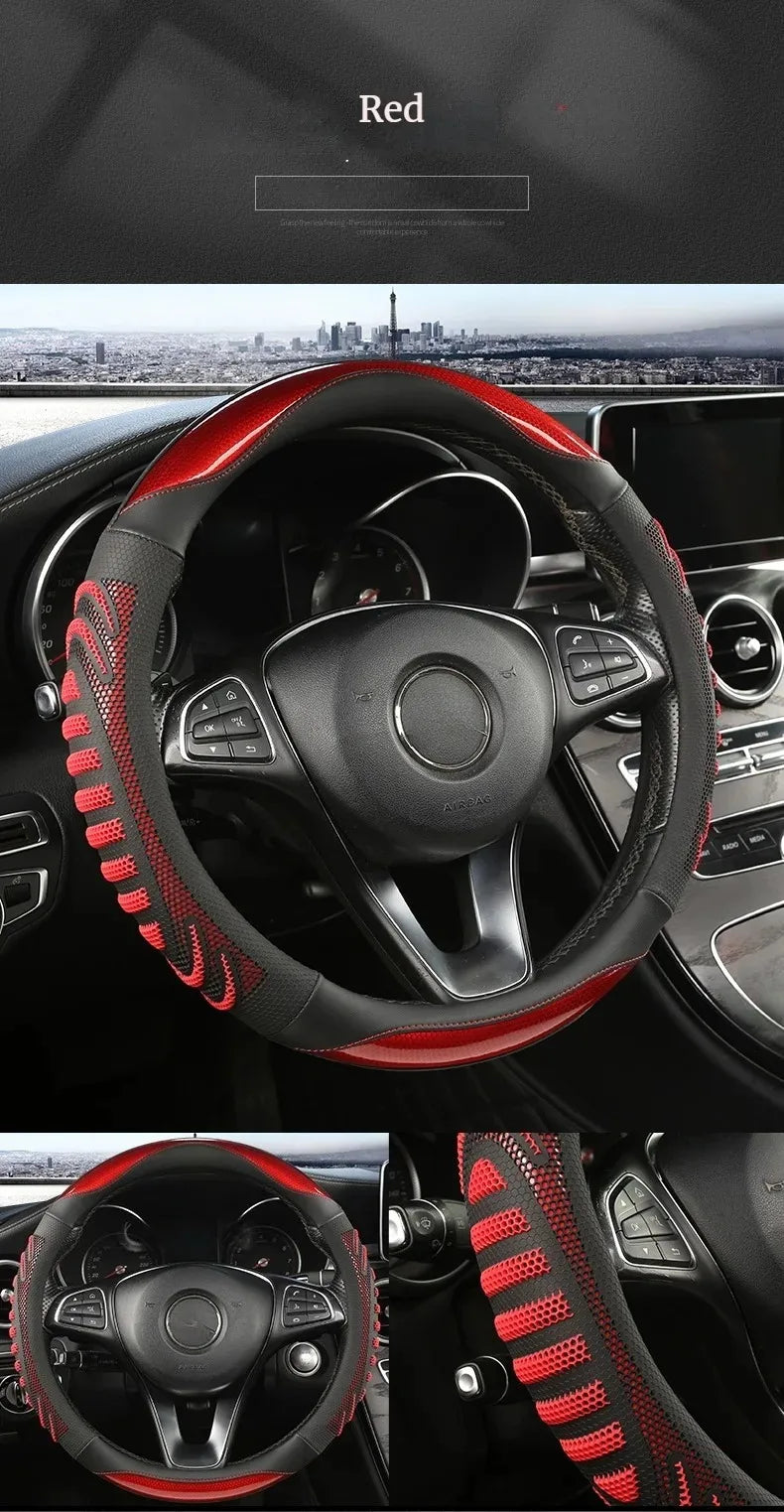 Three-dimensional Honeycomb Steering Wheel Cover Durable Leather Cover
