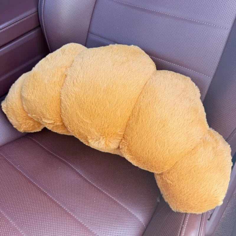 Cute Croissant Car Headrest Neck Pillow Plush Bread Seat Belt Cover Head
