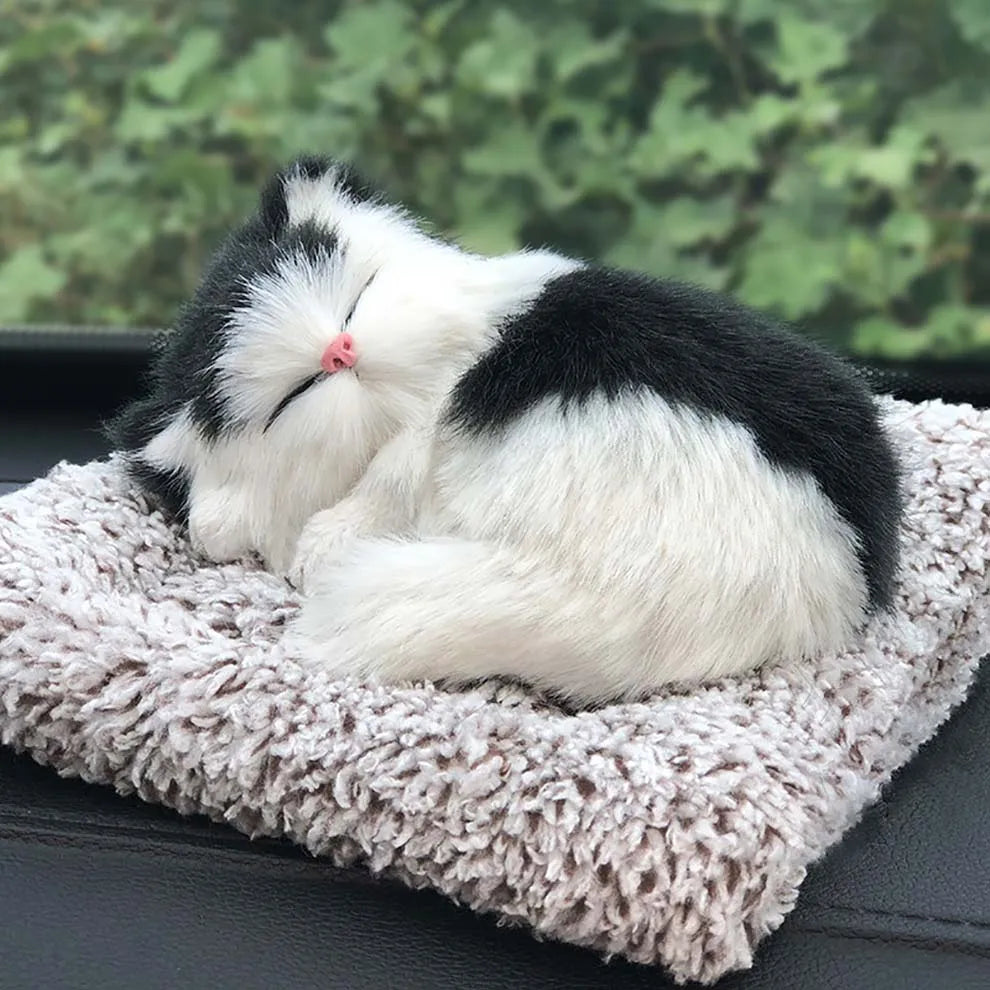 Car Dashboard Ornaments Decor Cute Simulation Plush Cats Dogs Toy Automobiles Premium Automotive Accessory