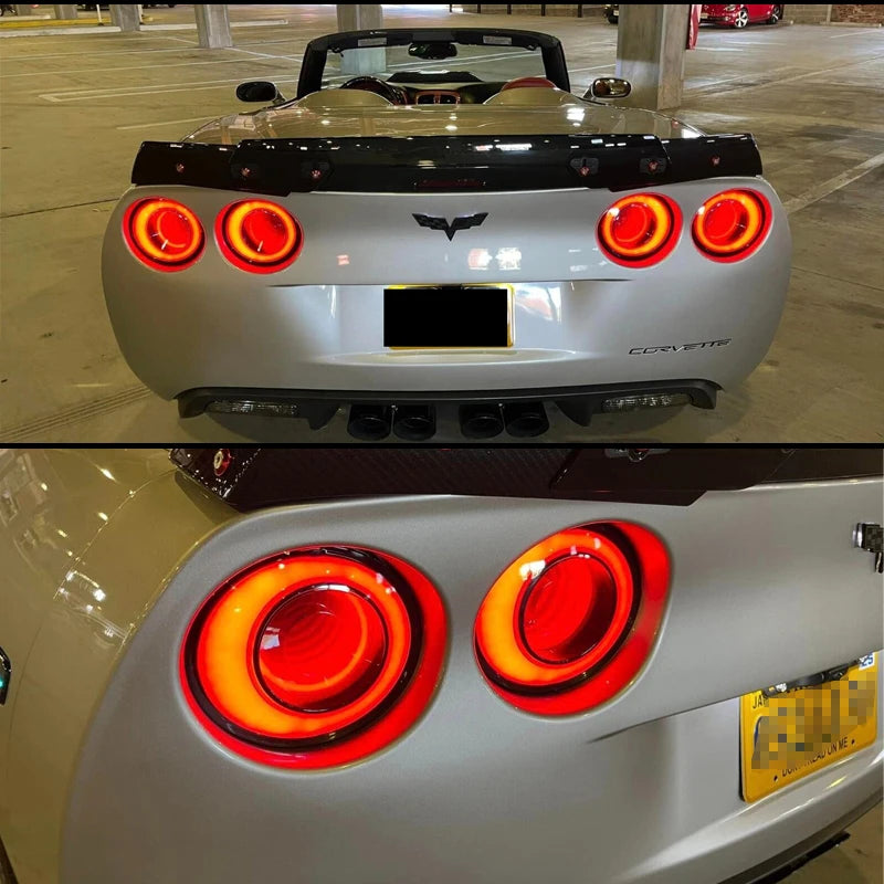 4pcs Full LED Halo Vette Tail Lamp Assemblies For 2005-2013 Chevrolet Corvette C6 Brake Light Turn Signal Lamp Parking Light