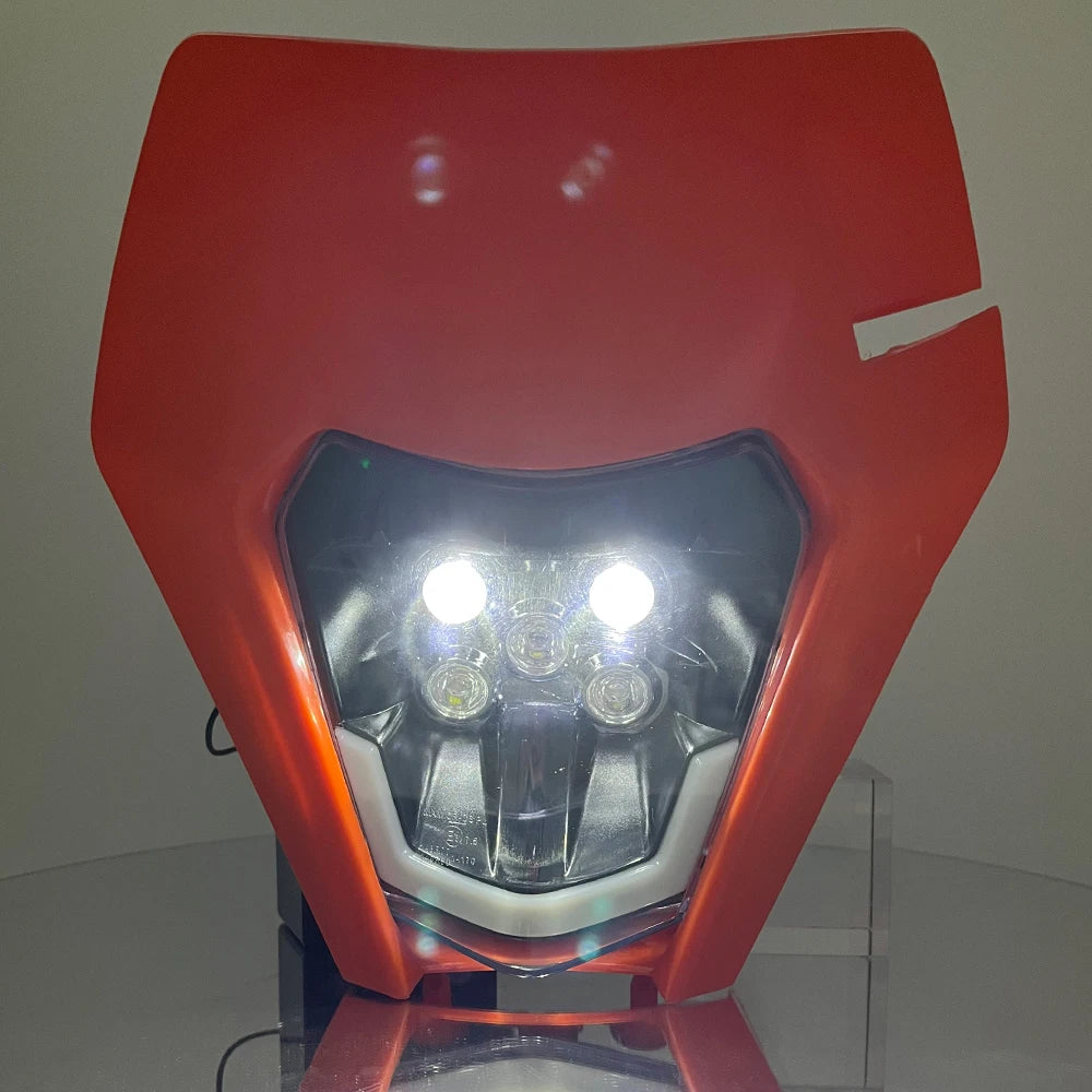 Motorcycle Headlight LED Enduro for KTM EXC XC SX MX XC 125 250 300 450 Universal Supermoto Dirt Bike Motocross Headlights Plate