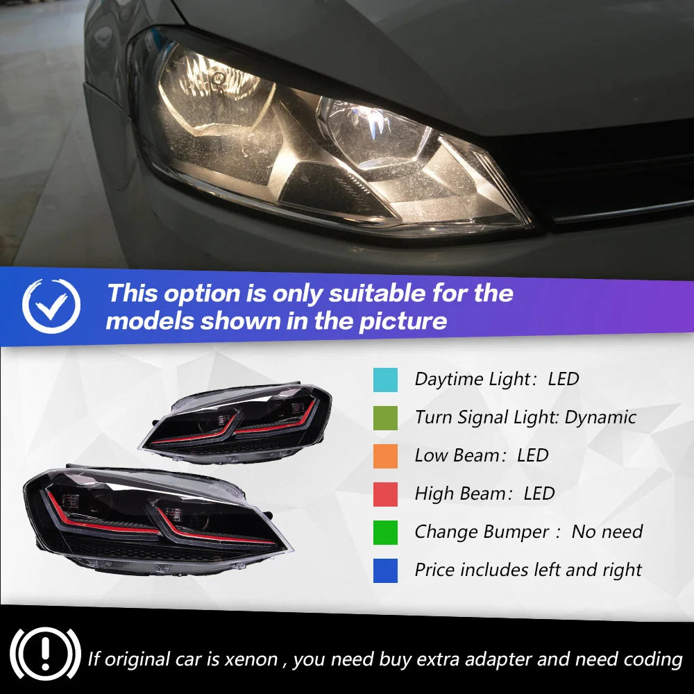 Headlights For VW Golf 7 MK7 Gti LED 2013-2017 Golf 7 Head Lamp Car Styling DRL Signal Projector Lens Auto Accessories Front