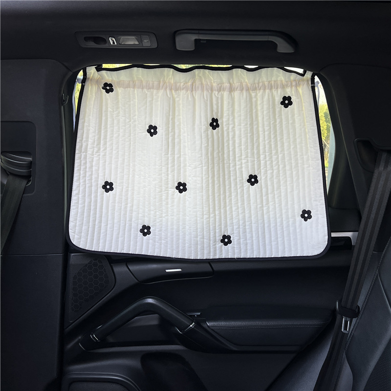Cute Cartoon Embroidered Thickened Cotton Baby Car Window Sunshade Cover UV