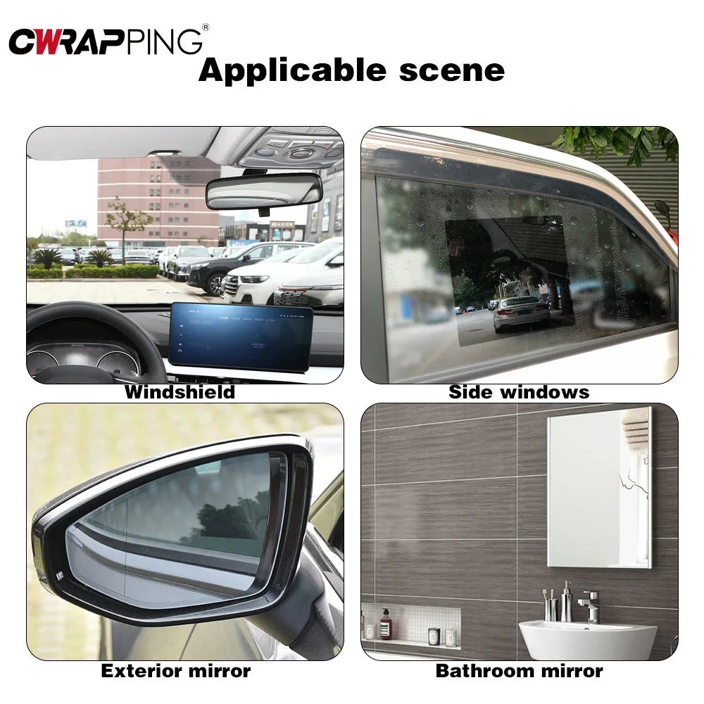 4PCS Car Rainproof Film 2 Auto Rearview Mirror Side Windows Waterproof Anti-fog Premium Automotive Accessory