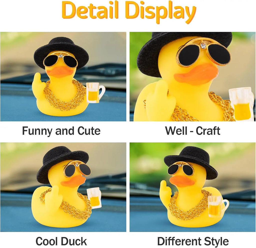 Rubber Middle Finger Duck Car Ornament Funny Office Gift Dashboard Decoration Premium Automotive Accessory