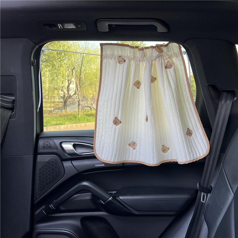 Cute Cartoon Embroidered Thickened Cotton Baby Car Window Sunshade Cover UV