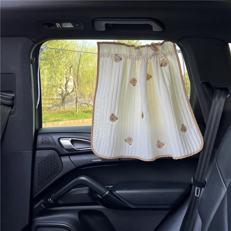 Cute Cartoon Embroidered Thickened Cotton Baby Car Window Sunshade Cover UV