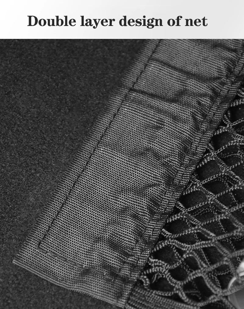 Car Seat Back Organizer Trunk Net Mesh Pocket Elastic String Magic Sticker