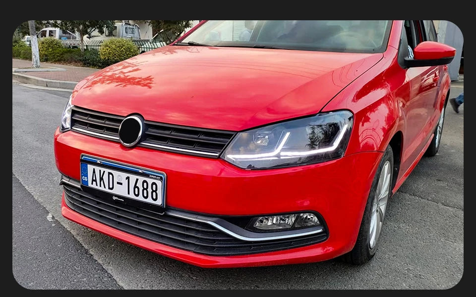 AKD LED Car Lights for VW Polo Headlight  2011-2017 Volkswagen Vento LED Projector Lens Head Lamp DRL Hid Head Lamp Bi Xenon Beam Accessories