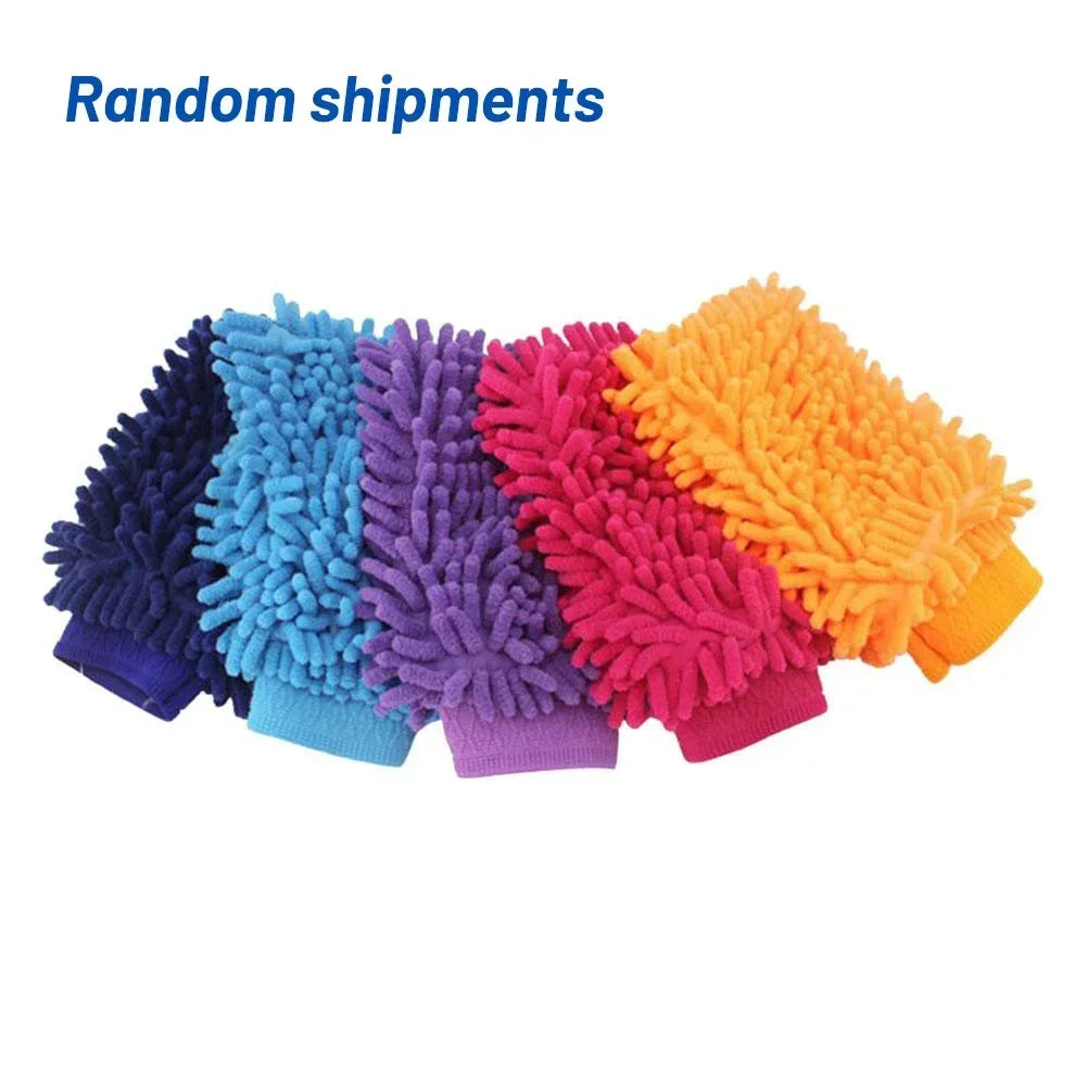 Car Wash Gloves Chenille Coral Fleece Washing Wiper Cleaning Towel Auto Dust Premium Automotive Accessory