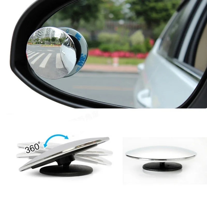 360 Degree Adjustable Blind Spot Mirror Car Auxiliary Rearview Convex Round Premium Automotive Accessory
