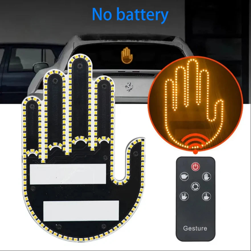 Car Finger Light With Remote Control Cool Funny Led Lighting Road Rage Middle Premium Automotive Accessory