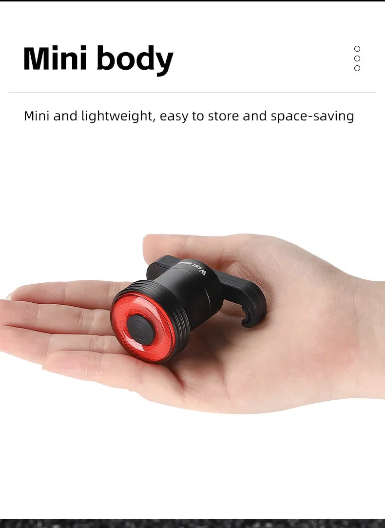 WEST BIKING Bike Tail Light Smart Sensing MTB Road Bike Rear Light  IPX6 Waterproof Type-C Charging Taillight Cycling Accessory