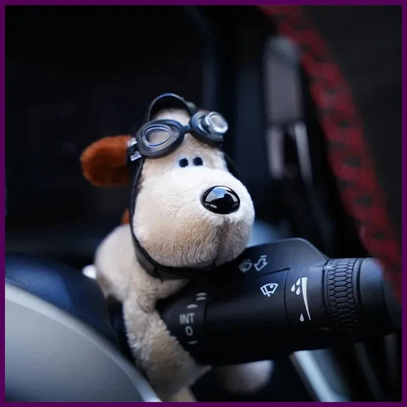 Cute Plush Puppy Car Turn Signal Switch Decor Steering Column Wiper Rod Lever Premium Automotive Accessory