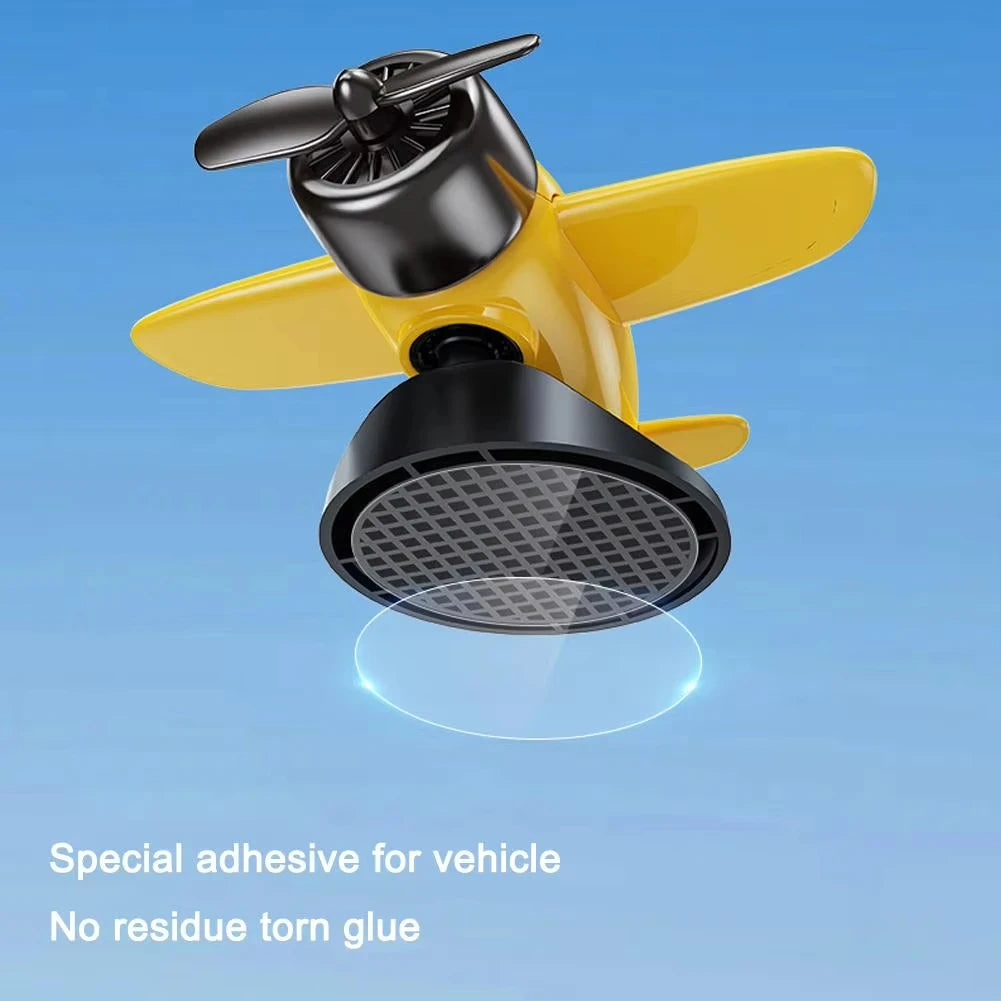 Solar Powered Rotating Airplane Car Dashboard Ornament 360° Auto Spin Decor Premium Automotive Accessory