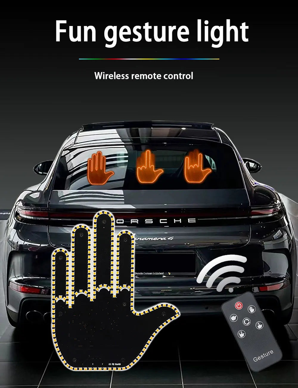 Car Finger Light With Remote Control Cool Funny Led Lighting Road Rage Middle Premium Automotive Accessory
