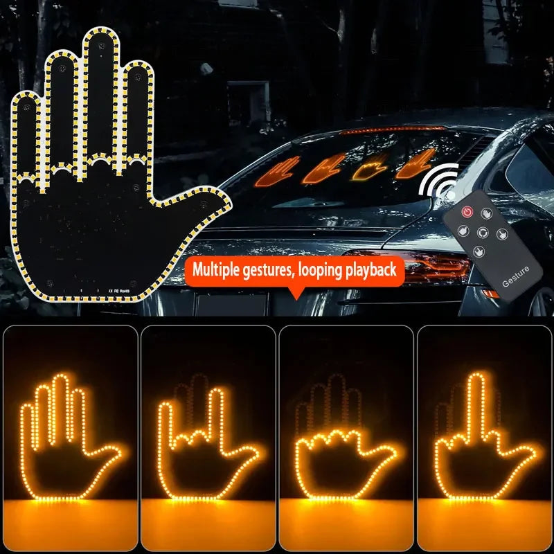 Car Finger Light With Remote Control Cool Funny Led Lighting Road Rage Middle Premium Automotive Accessory