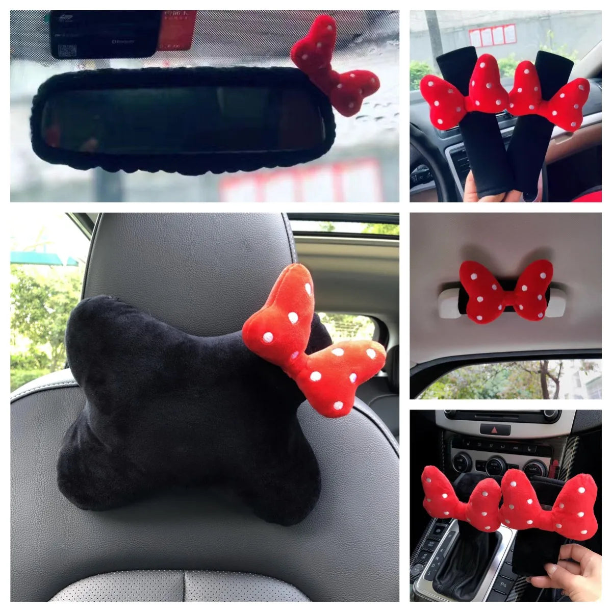 Bestseller Cute Bowknot Car Headrest Neck Pillow Universal Plush Seat Belt