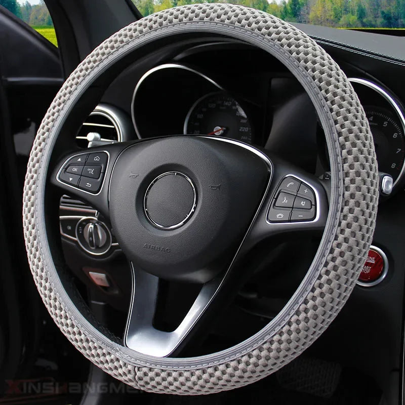 Car Steering Wheel Cover Skidproof 38cm Durable Fabric Elastic Steering Wheel