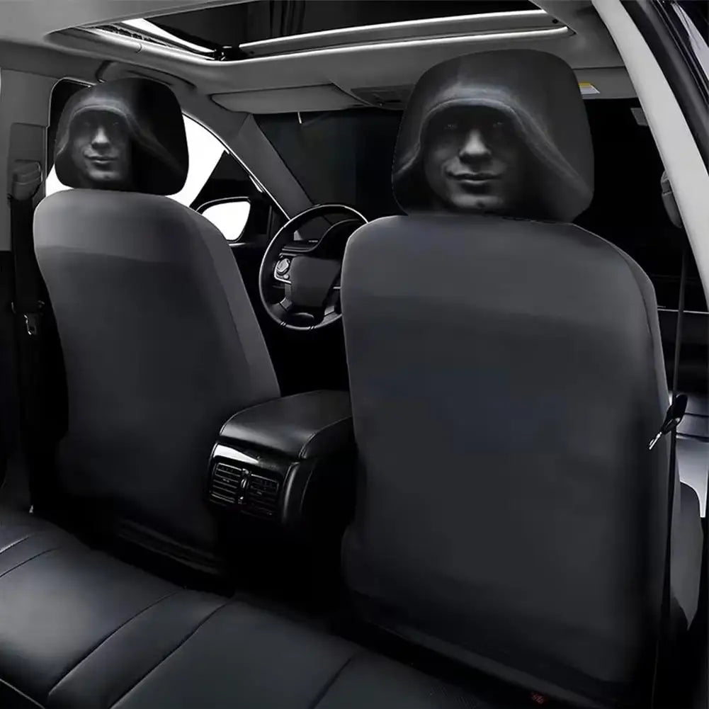 1 Pair High quality Universal Fit Car Headrest Covers Funny Mysterious Printed