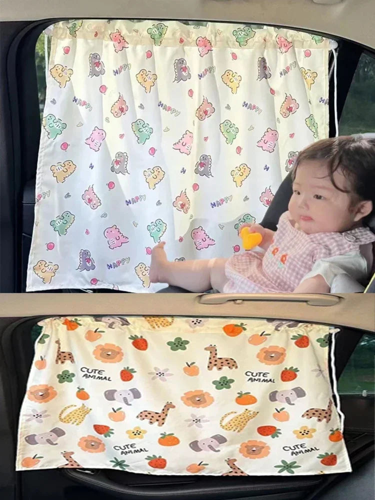Suction Cup Curtain Shade Car Window Sunshade Cover Cartoon Universal Side