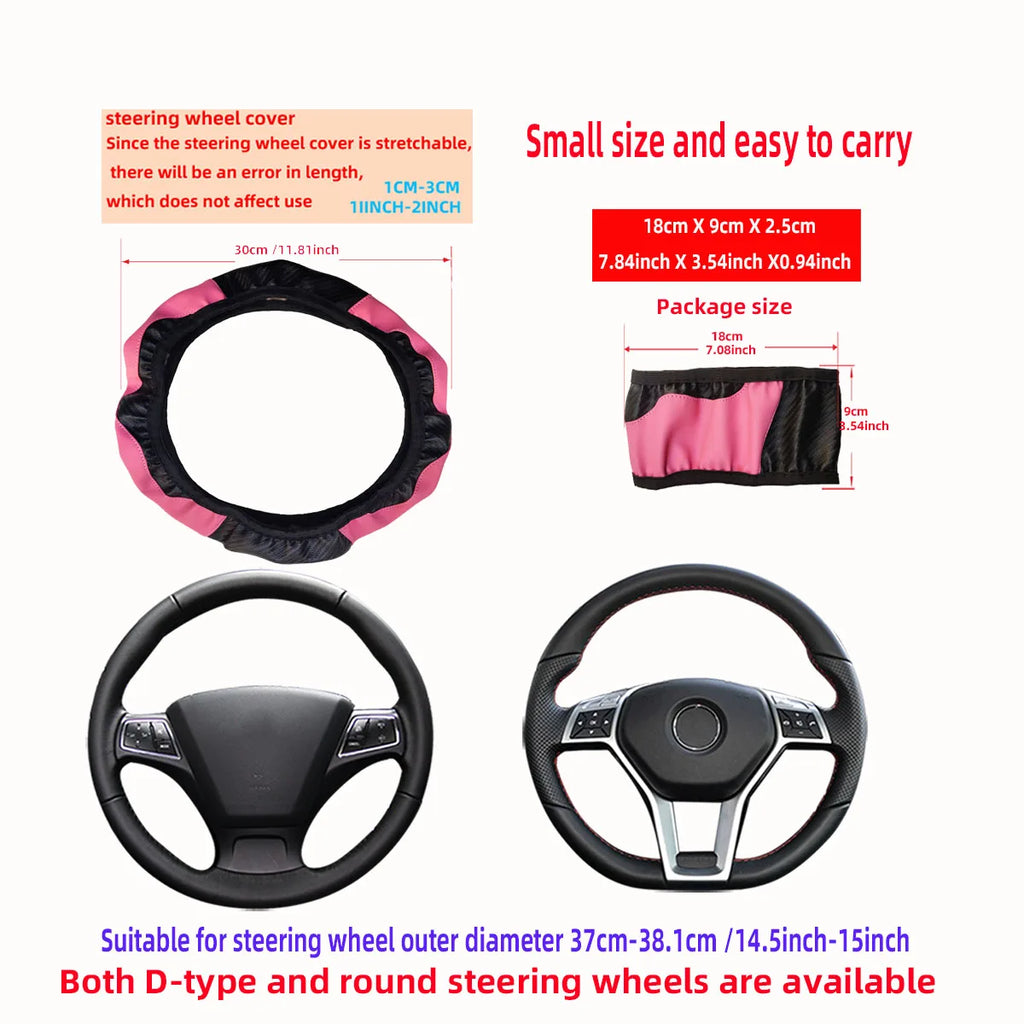 Steering Wheel Cover Carbon Fiber Leather Car without Inner Ring