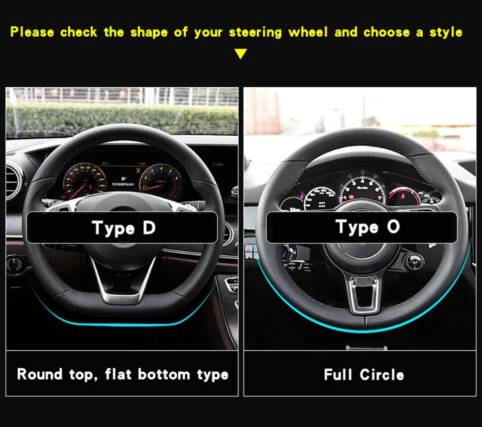 Universal Car Steering Wheel Cover Carbon Fiber Leather D shape O Shape
