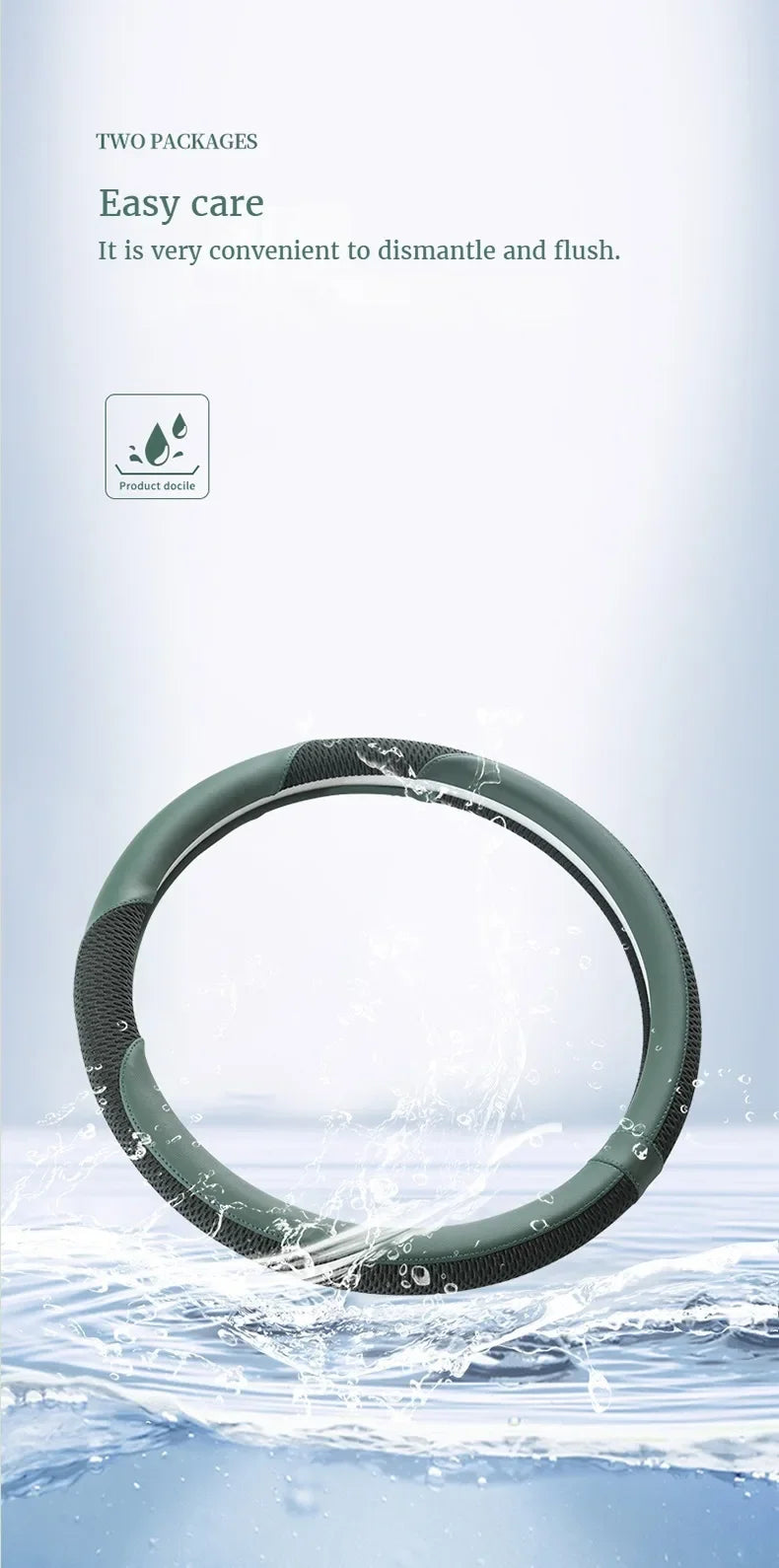 Car Steering Wheel Cover Premium Leather Stitched with Breathable Mesh Fabric
