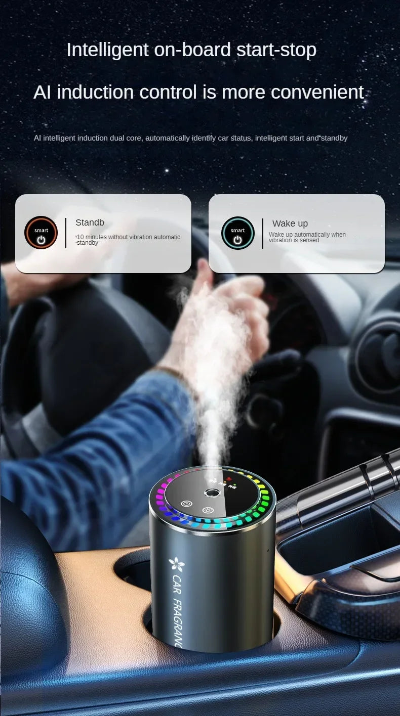 Car Aromatherapy Perfume with Automatic Spray Aluminum Alloy Metal Odor Remover